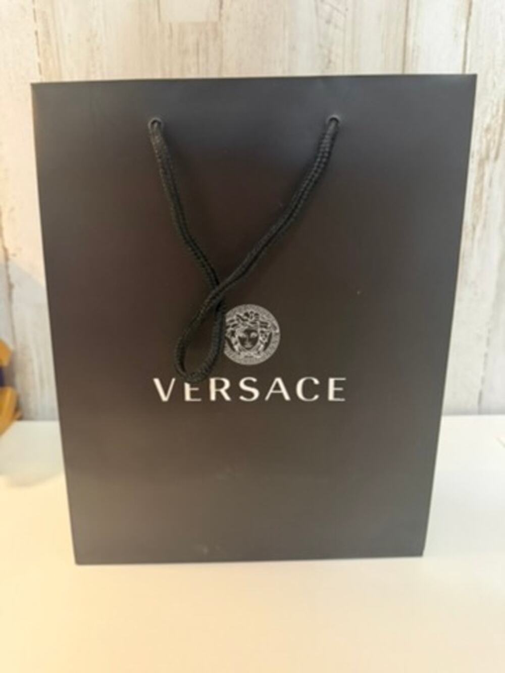 Versace Black Shopping Gift Bag Medusa Logo Rope Handles Boutique Tote